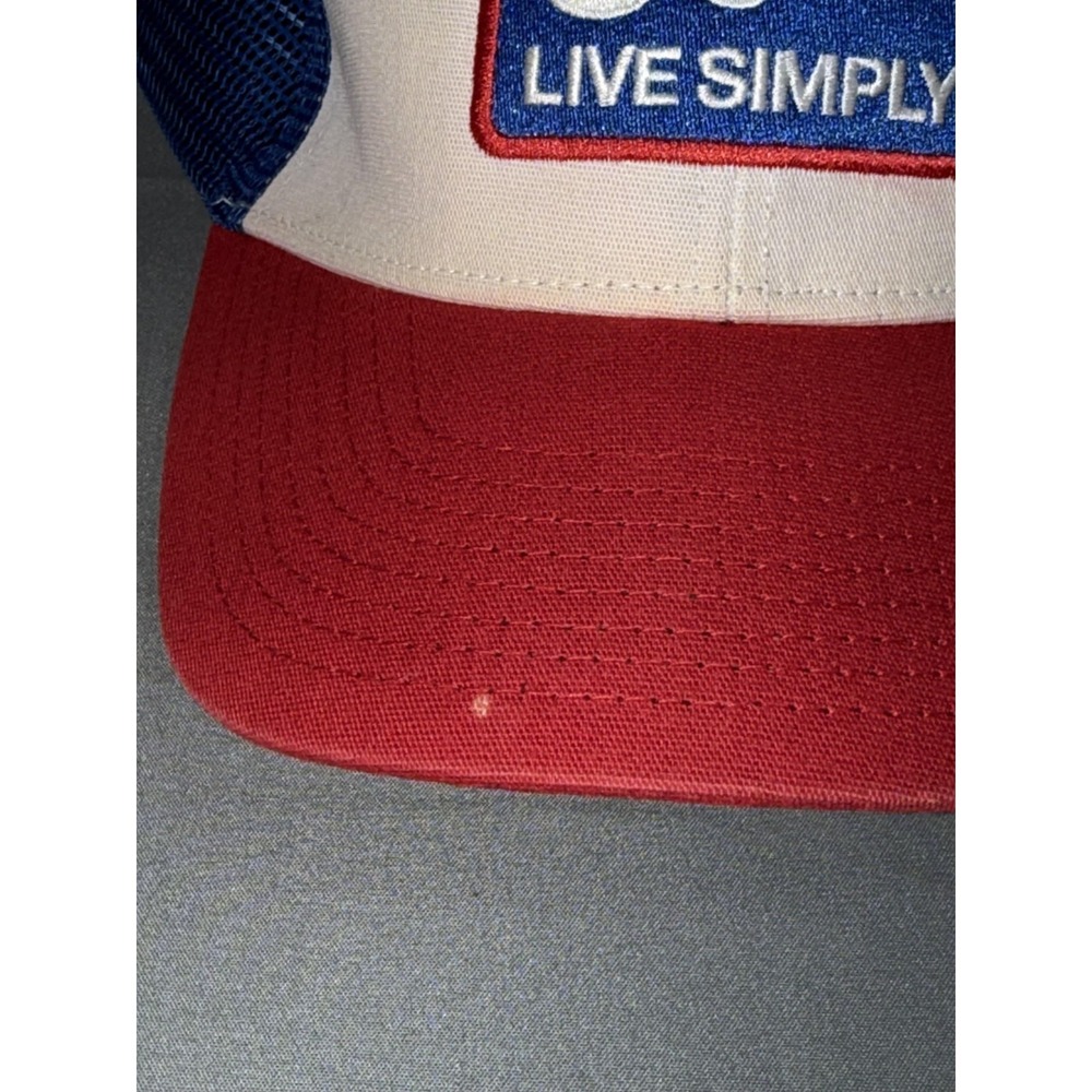 Patagonia Hat Cap Snap Back Mens One Size Red Blue Live Simply Trucker - Picture 2 of 10